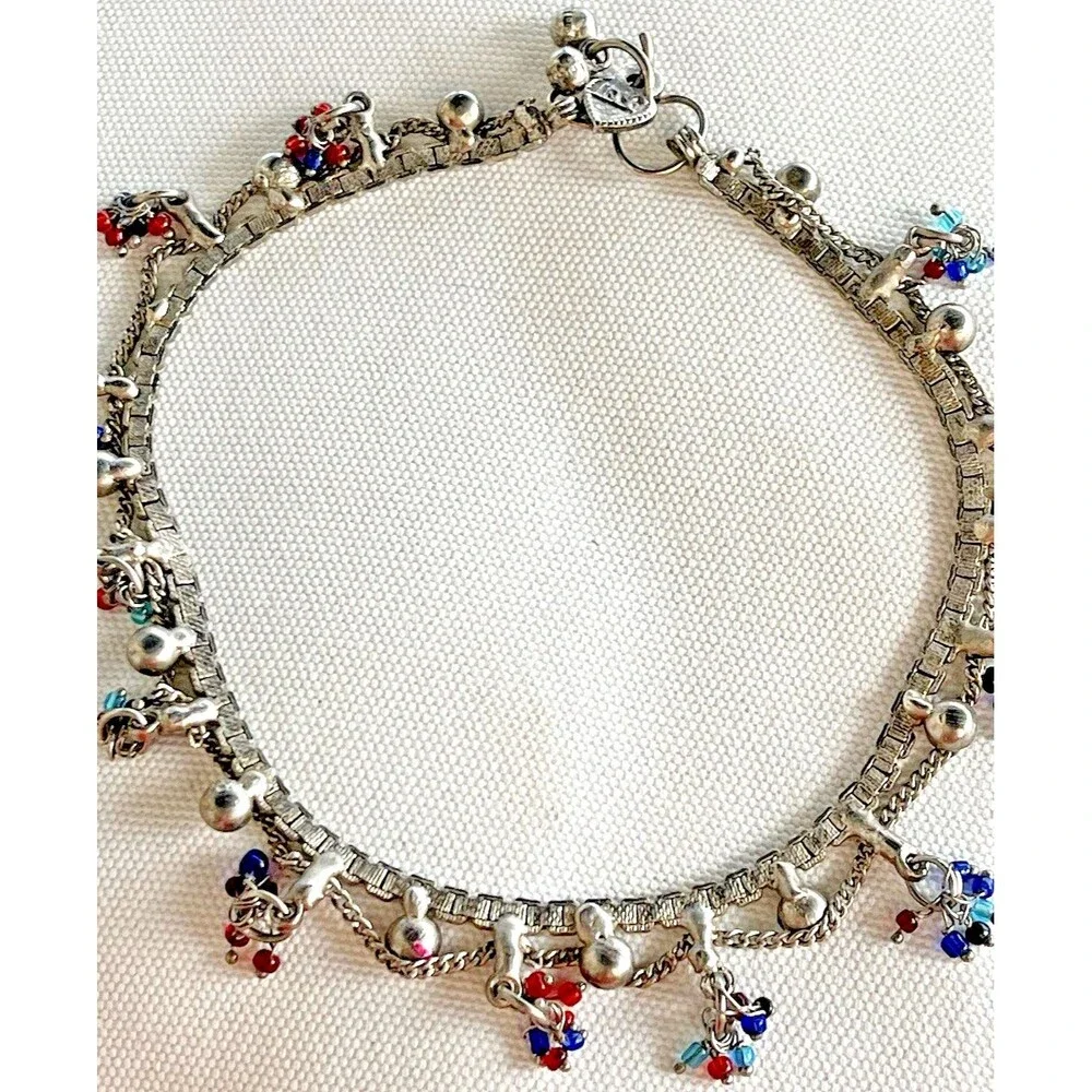 Y2K Bling Ankle Colorful Rhinestones & Bead Ankle Bracelet Belly Dancer Boho
